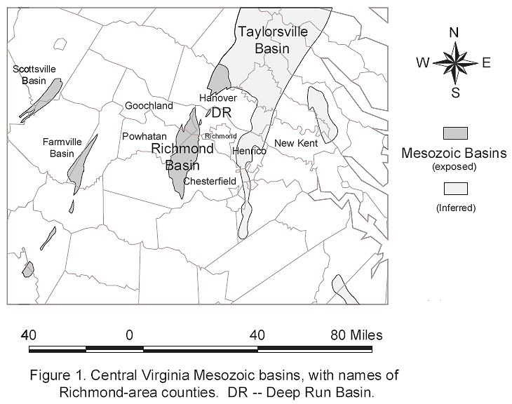 Mesozoic basins in eastern Virginia