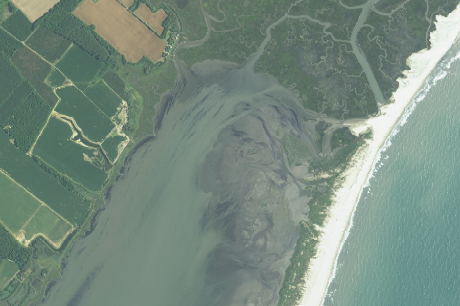 barrier islands have a sand beach facing the water, with a lagoon/marsh on the inland side