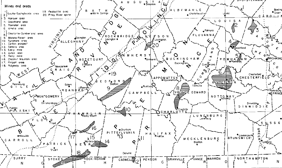 known mica and feldspar deposits in Virginia in 1962