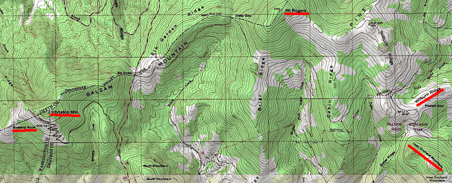 the highest five peaks in Virginia are within seven miles of each other