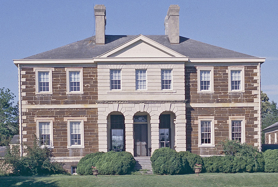 in the 1700's, mansion houses made with white Aquia Sandstone trim around red Triassc Basin sandstone created an impression of wealth and power