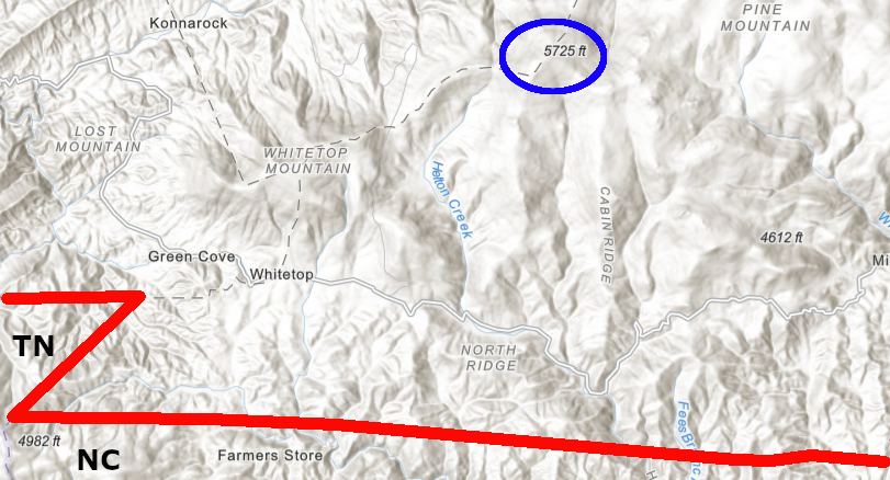 Mount Rogers is near the border with North Carolina and Tennessee