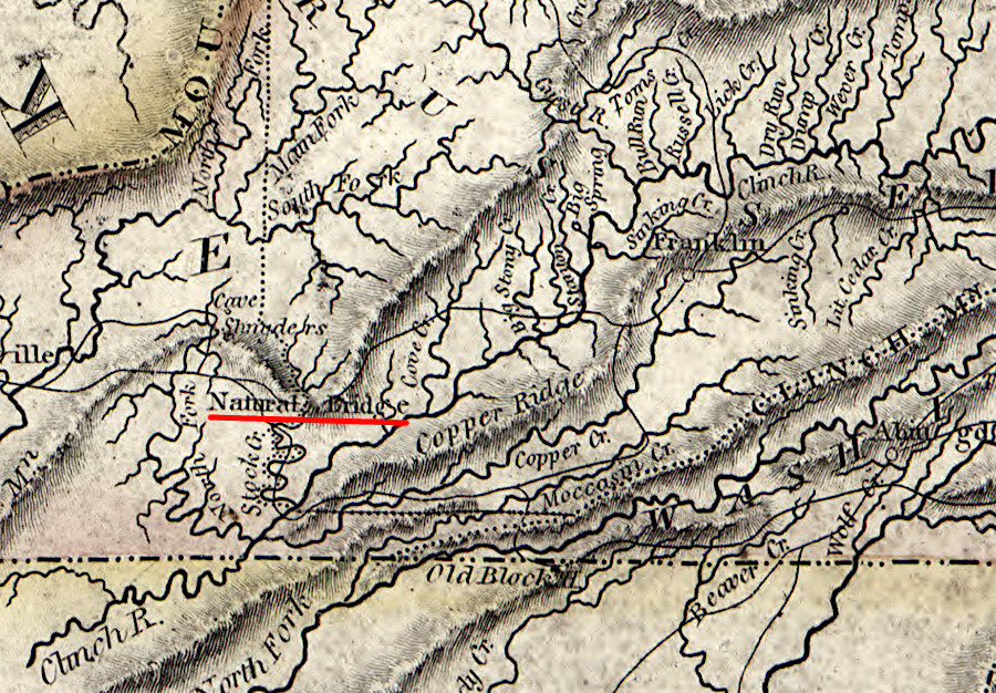 Natural Tunnel was labelled Natural Bridge on an 1814 map