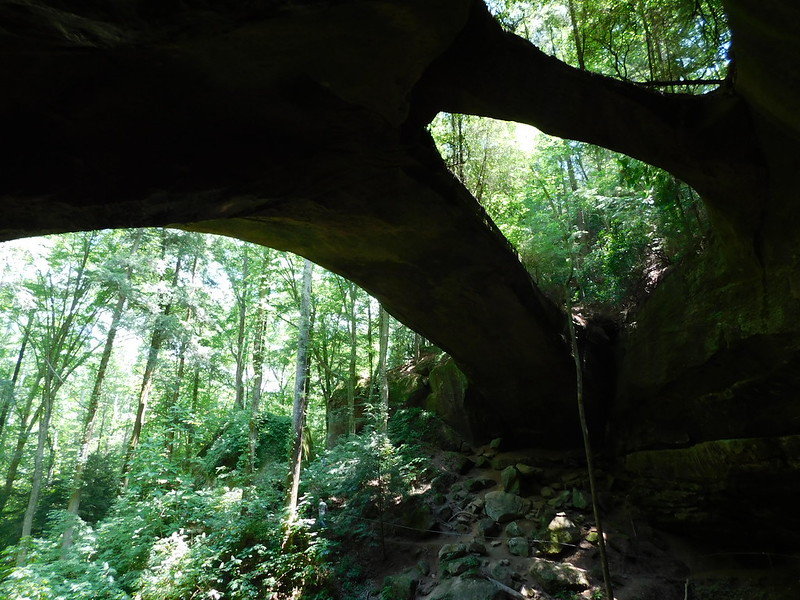 Natural Bridge in Alabama is a sandstone structure, unlike Virginia's limestone bridge over Cedar Creek