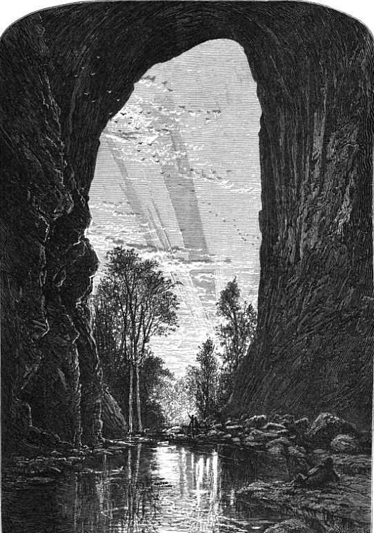 Natural Bridge, as portrayed in the 1870's