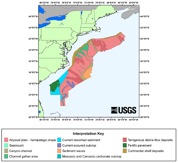 there is clear evidence of numerous underwater landslides (terrigenous debris-flow deposits) on the Outer Continental Shelf along the East Coast