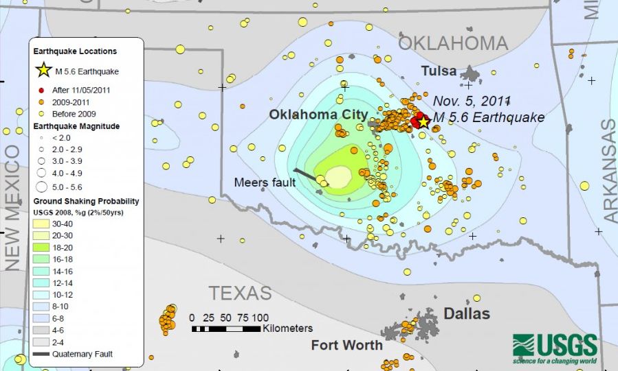 drilling for oil and gas, and injection of drilling fluids, has lubricated faults in Oklahoma and triggered earthquakes