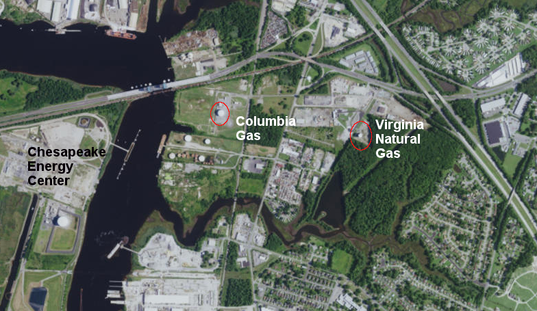 Virginia Natural Gas operates a peak shaver facility in Chesapeake, drawing on the Columbia Gas Liquified Natural Gas storage facility nearby