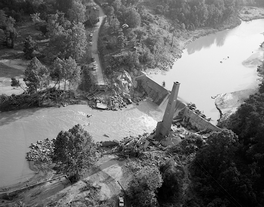 the bridge and hydroelectric dam on the Rockfish River at Schuyler were washed out by Hurricane Camille in 1969