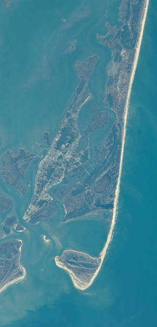 Assateague Island, showing growth of Tom's Cove at southern end
