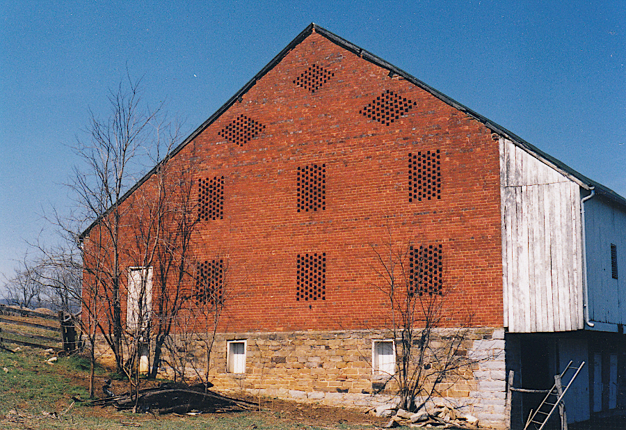 the Henry Mish Barn, built in 1849 in Augusta County, survived the Valley barn-burning campaigns by Union forces