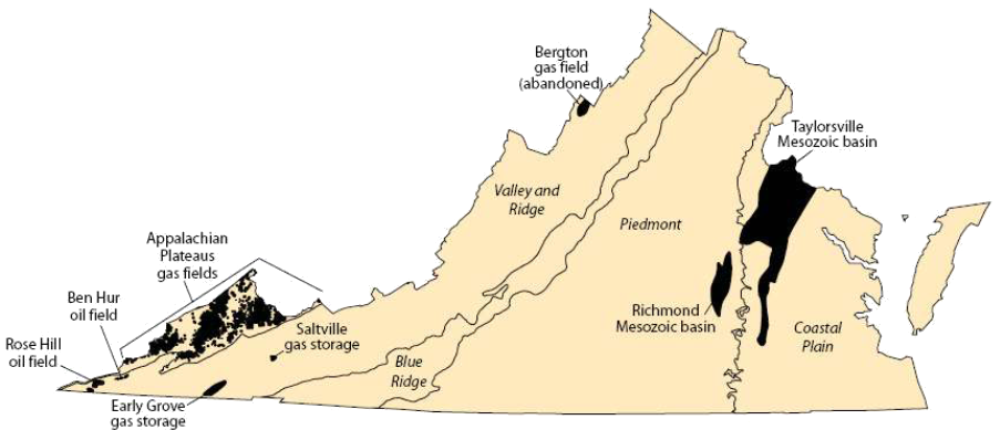 known and potential oil and gas fields in Virginia