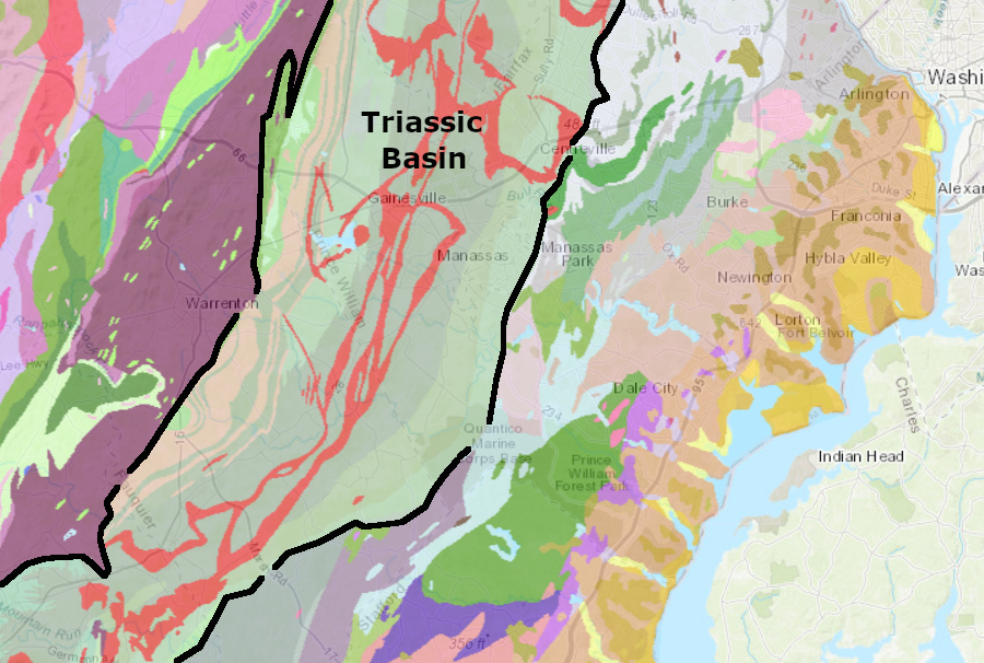 the Culpeper Basin is a Triassic Basin east of the Blue Ridge in Northern Virginia
