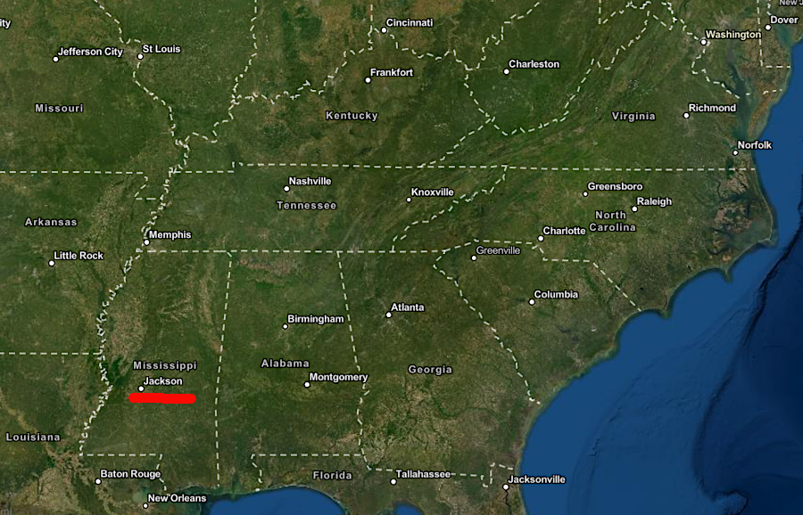 other extinct volcanoes east of the Mississippi River are at Jackson, Mississippi