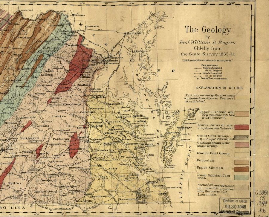 Jedediah Hotchkiss acknowledged the geologic mapping done before the Civil War by Virginia's first state geologist, William Barton Rogers