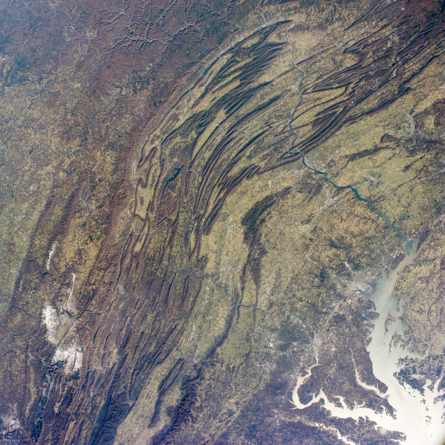 mountain topography - can you spot Massanutten Mountain, west of the Potomac River?