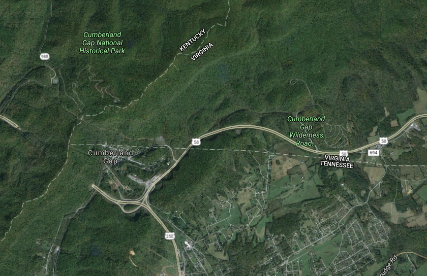 in the topographic map, did you notice the highway now goes underneath Cumberland Gap in a tunnel?