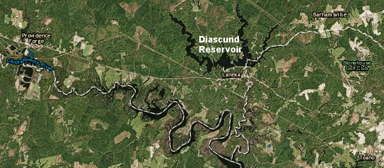 the Diascund Reservoir was created by damming a tributary of the Chickahominy River