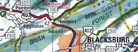 Brush Mountain on state highway map