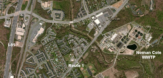 in contrast to the Upper Occoquan Sewage Authority facility, treated waste discharged from the Noman Cole Wastewater Treatment Plant (WWTP) in Lorton flows into Pohick Creek - and no drinking water facility pumps brackish water from the Potomac River downstream of Lorton