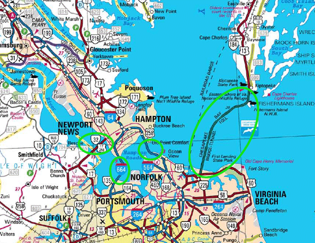 road crossings at Hampton Roads