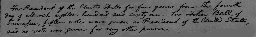 in 1860, Virginia narrowly voted for John Bell of the Constitutional Union party