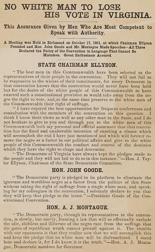 the primary objective of the 1902 state constitution was to limit the ability of black men to vote