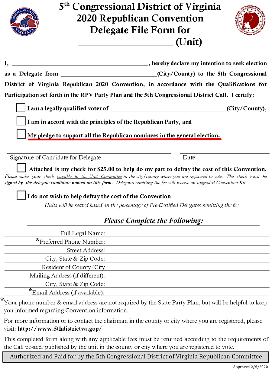 potential delegates to District and State conventions have to commit in advance to support whichever candidates are nominated by their party, unlike voters in state-run primaries