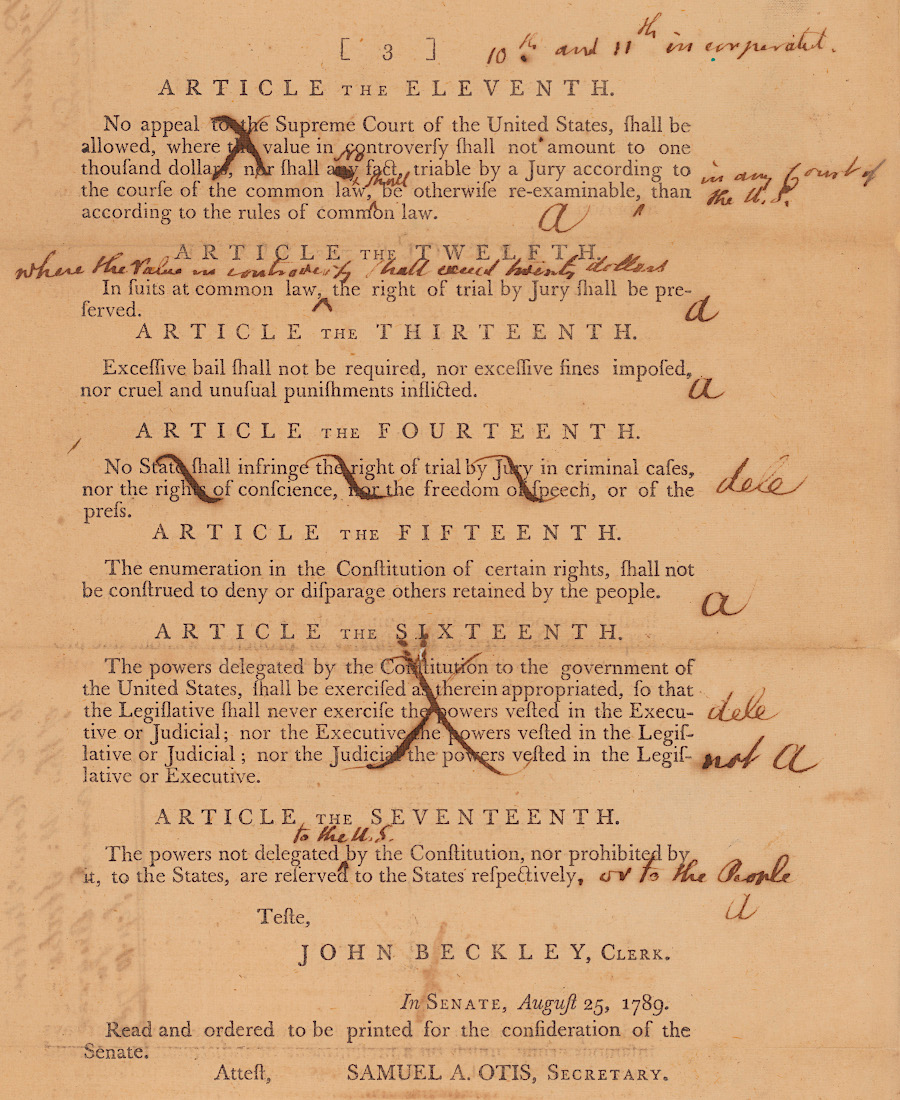 in 1789 the US Senate consolidated Madison's 17 proposed amendments to 12, in part by deleting the 16th Amendment