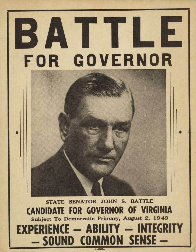 the last sitting member of the General Assembly was State Senator John Battle, elected in 1949