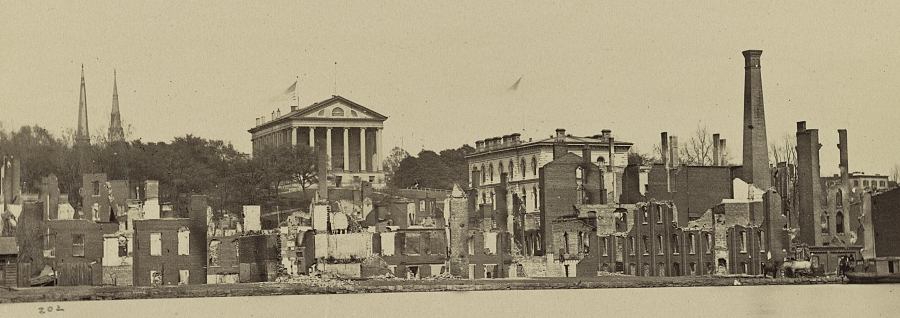 the Virginia State Capitol survived the April, 1865 Evacuation Fire without damage