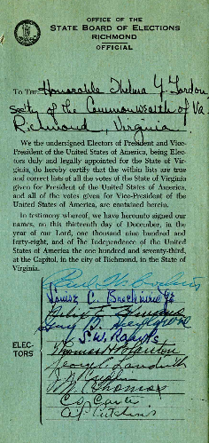 Virginia's 11 members of the Electoral College met at the State Capitol in 1948 and certified that Harry Truman had won the presidential election in the state