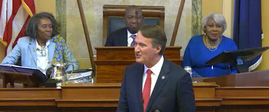 At the start of the 2024 General Assembly,  Lt. Gov. Winsome Earle-Sears, House Majority Leader Don Scott and Senate president pro tempore Louis Lucas sat behind Governor Youngkin
