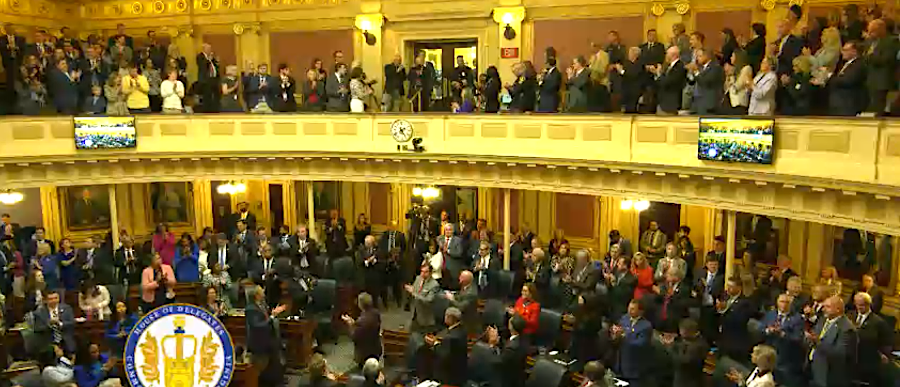 the State Senate, Virginia Supreme Court, Governor's Cabinet, and invited guests meet in the House of Delegates Chamber for the Governor's address at the opening session of the 2024 General Assembly