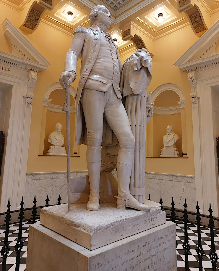 the Jean-Antoine Houdon statue of George Washington was installed in the State Capitol in 1796