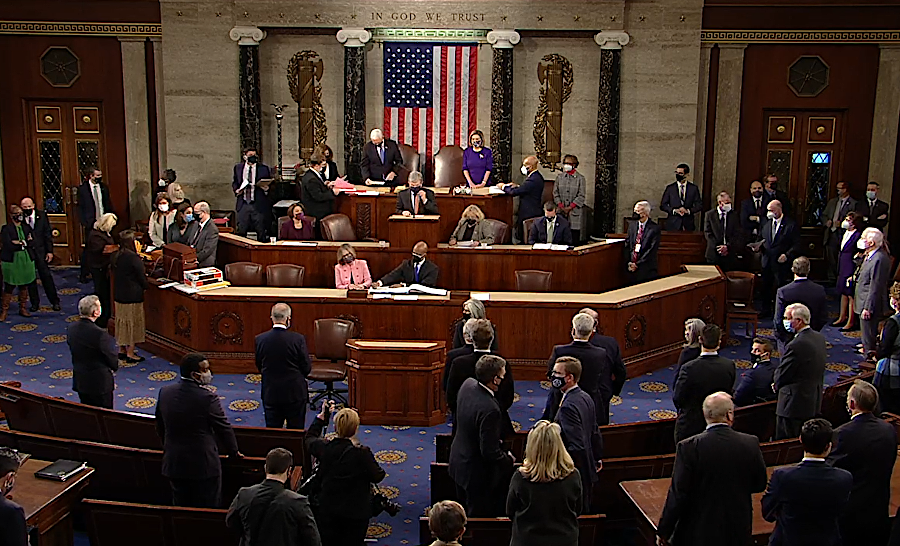 in 2021, members of the US House of Representatives and US Senate objected to electoral votes which had been officially submitted by several states, and vote was delayed when Trump supporters stormed the Capitol