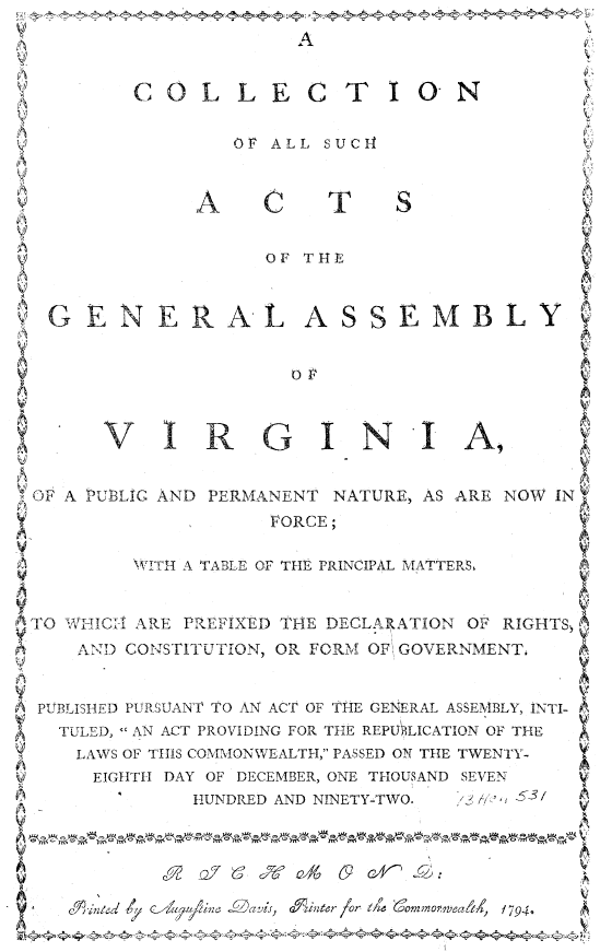 the first book intended for use by lawyers and justices of the peace in Virginia's county courts was published in 1736