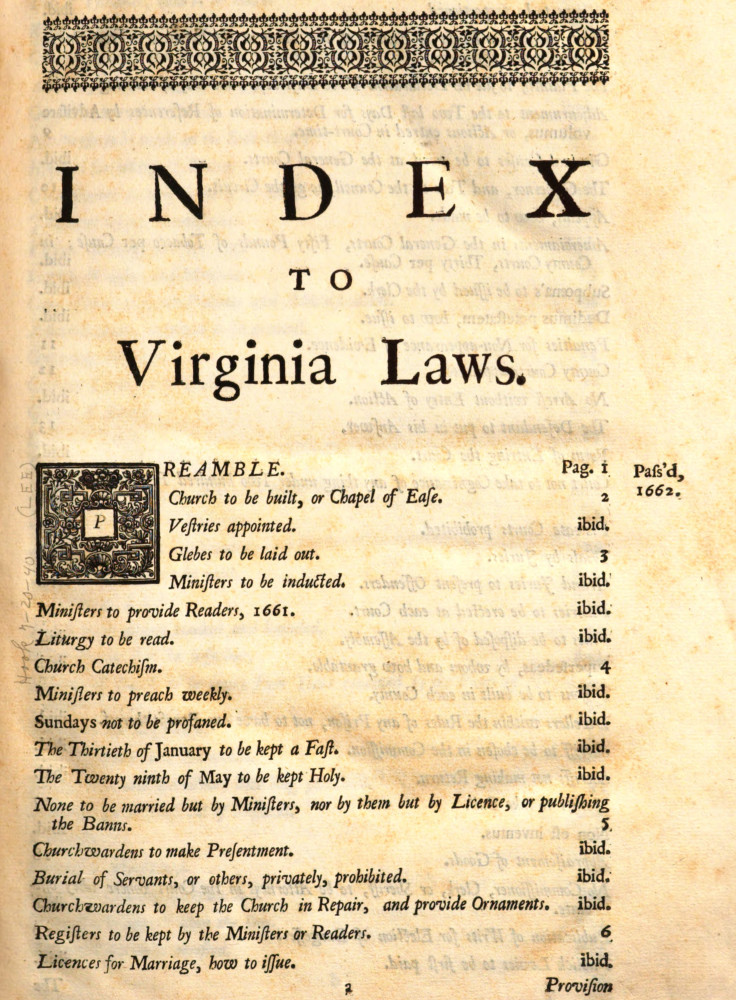 a compilation of Virginia laws was published in London in 1727 and used there, while the General Assembly published a collection in 1733 that was used in Virginia