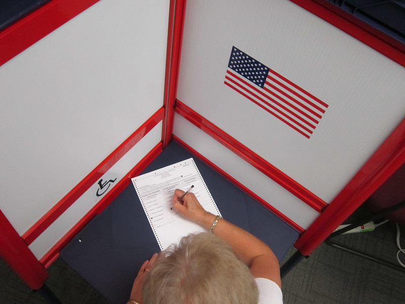 Virginia voters mark a paper ballot which is scanned to tabulate totals, then retained in case a recount is required