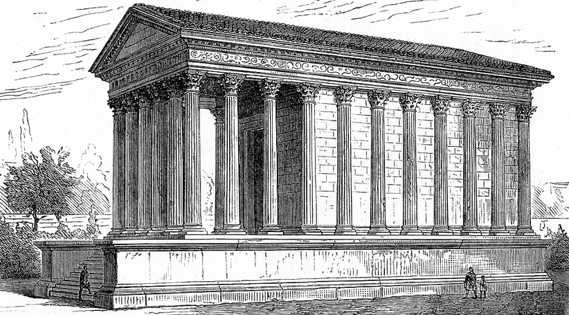 Charles-Louis Clerisseau and Thomas Jefferson used the well-preserved Maison Carree in Nimes as their model for the third and final design of the Virginia State Capitol