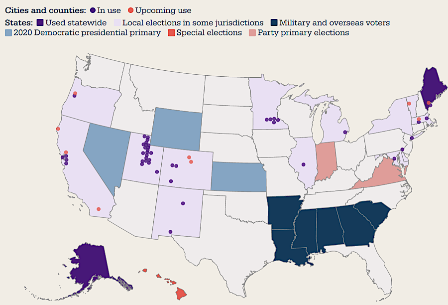 by July 2022, various jurisdictions had authorized various forms of ranked choice voting