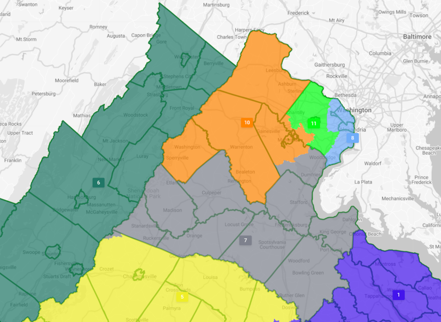 the final decision by the Supreme Court of Virginia revised the proposed Seventh District boundaries, splitting Prince William County with the Tenth District
