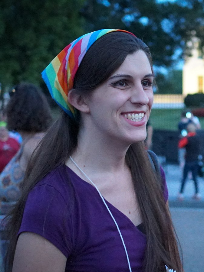 Danica Roem was easily recognized by her rainbow headband when campaigning in 2017