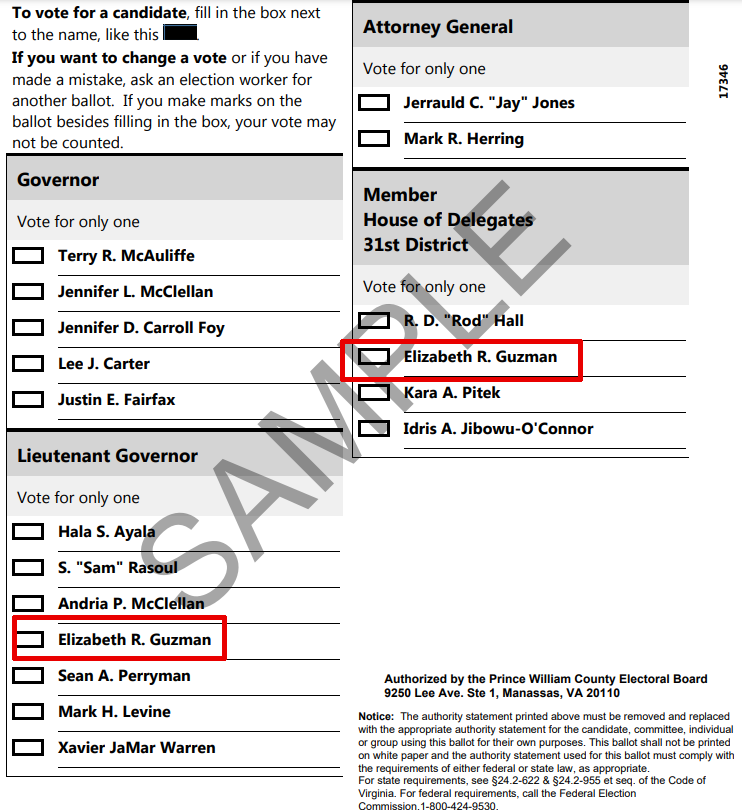 Del. Elizabeth Guzman appeared on the ballot for two seats in the June 8, 2021 Democratic Primary