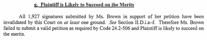 a judge invalidated all of the petitions with signatures to get the independent Congressional candidate on the ballot in 2018