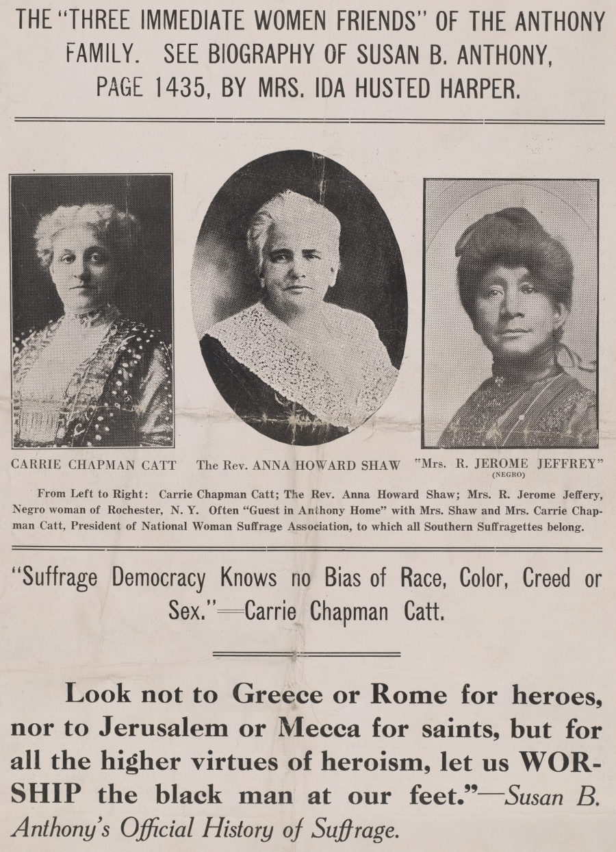 a racist leaflet circulated before the 1920 Geberal Assembly vote associated women's rights with racial equality