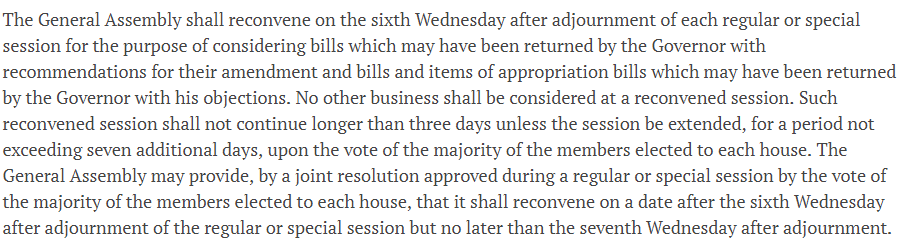 the General Assembly has an automatically-scheduled veto session