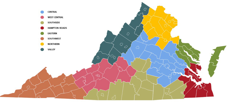 the Special Masters used the Blue Ridge as a boundary, in contrast to the regional boundaries defined by the  Weldon Cooper Center