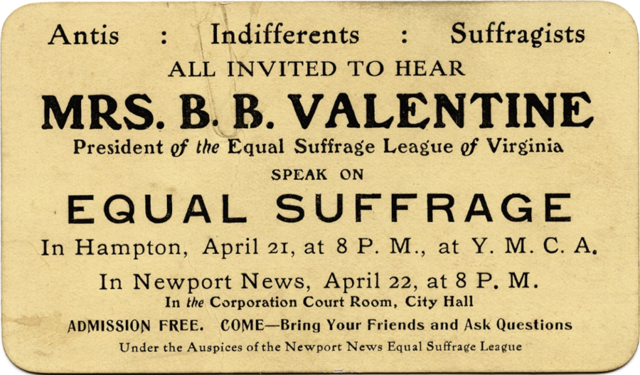 the Equal Suffrage League of Virginia championed the expansion of the electorate to allow women to vote
