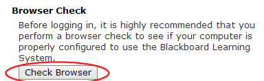 Blackboard browser check screen